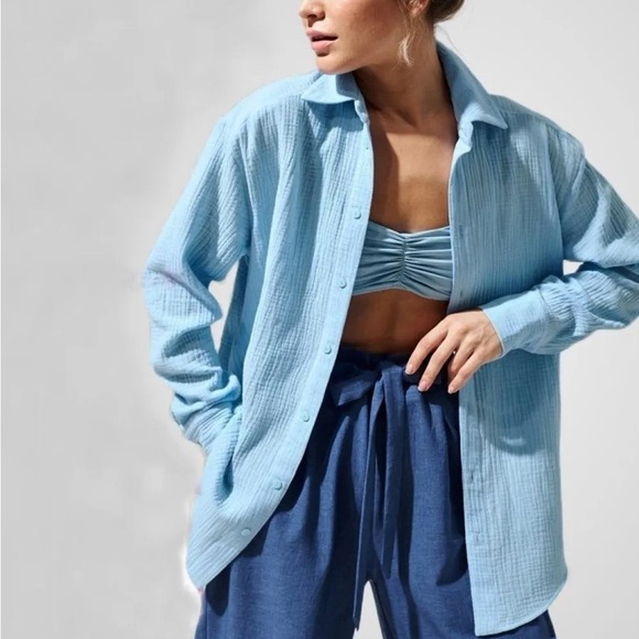 Textured Collared Neck Long Sleeve Shirt - Picture 7 of 12